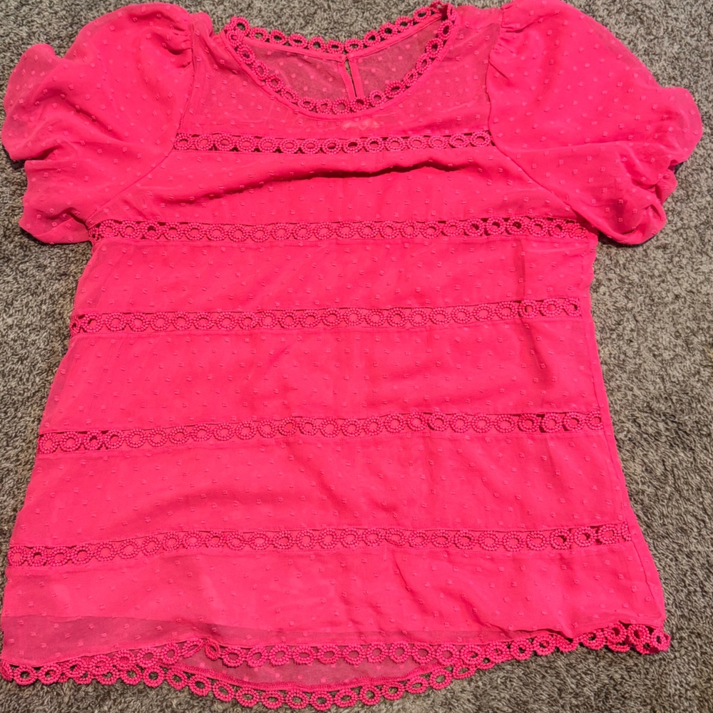 Elegant Pink Lace Women's Blouse